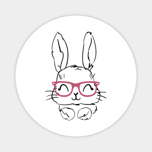 Bunny Easter Pink Glasses, Cute Easter Day Magnet